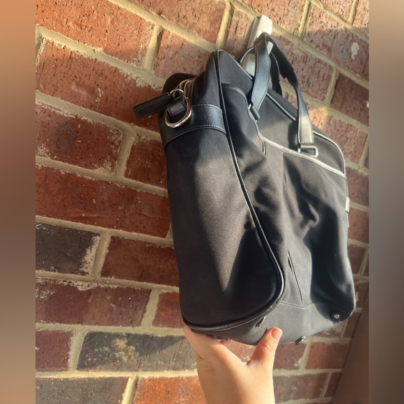 Coach Black Leather Canvas Twill Laptop Bag **fits 15” laptop - Picture 4 of 12